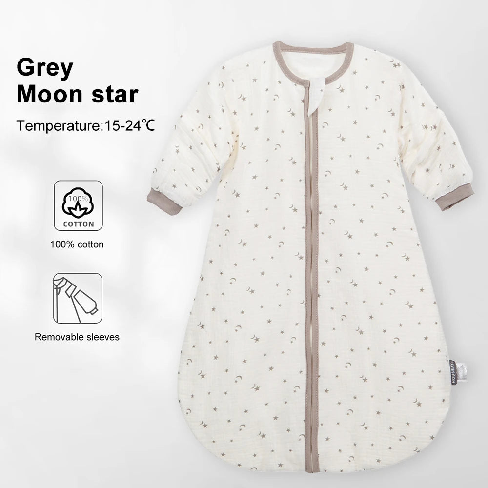 "ACCESSOIRE" Sac de couchage pour bébés de 0 à 24 mois, gaze de coton douce, respirant, fermeture éclair à 3 voies, chiot, chien, sac de couchage pour bébé avec manches amovibles