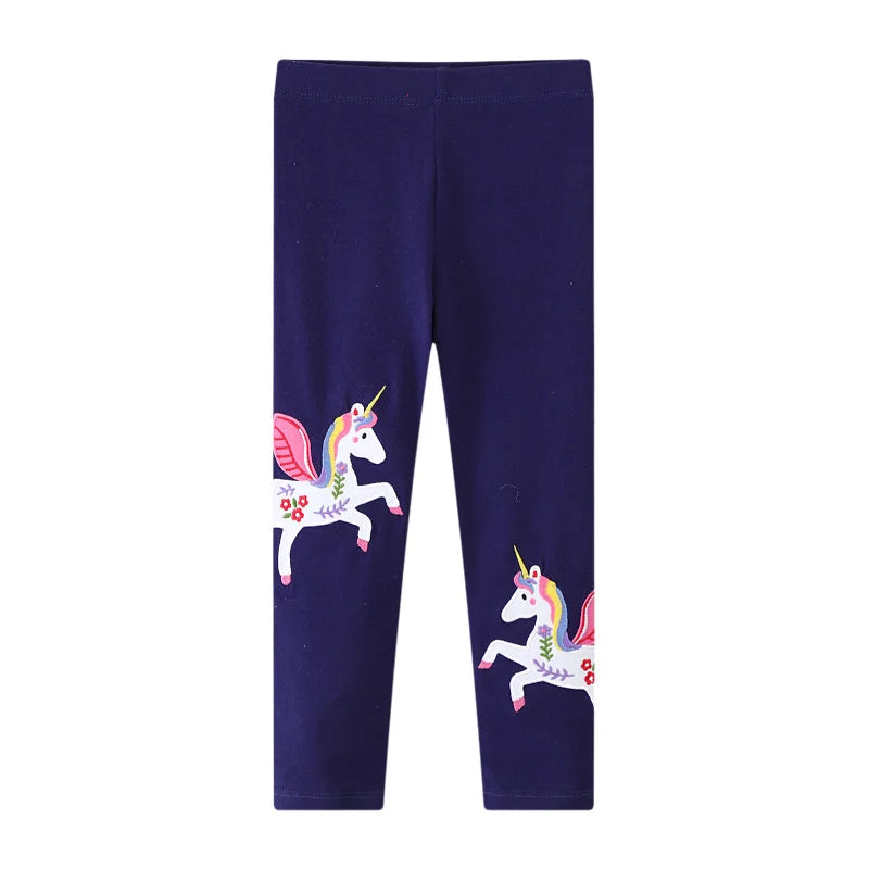 "VETEMENTS" Leggings longs pour filles (2-7 ans), broderie licorne, taille haute