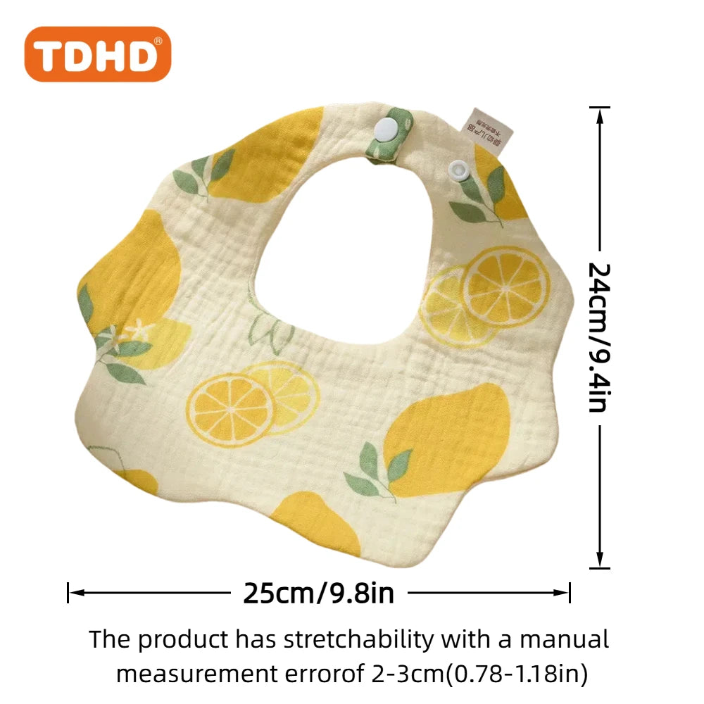 TDHD BABY Muslin Drool Bibs for Boys Girls 1 Pack, Adjustable Baby Bibs for Drooling and Teething, Soft Cotton Baby Bandana Bibs