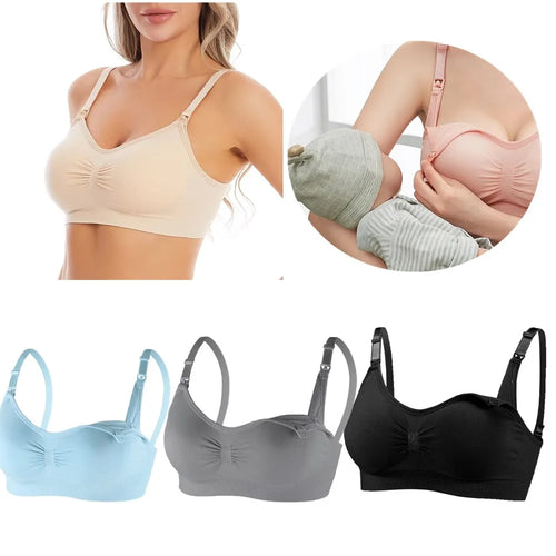 1/2/3PCS No Steel Ring with Sports Pad Bra Breastfeeding Non-sagging Vest-style Pregnant Women's Clothing Underwear Front Buckle