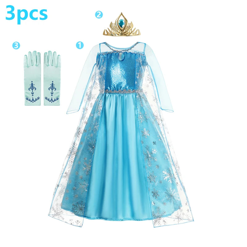 "VETEMENTS" Robe Elsa Cosplay robe de princesse bleu clair à manches longues paillettes