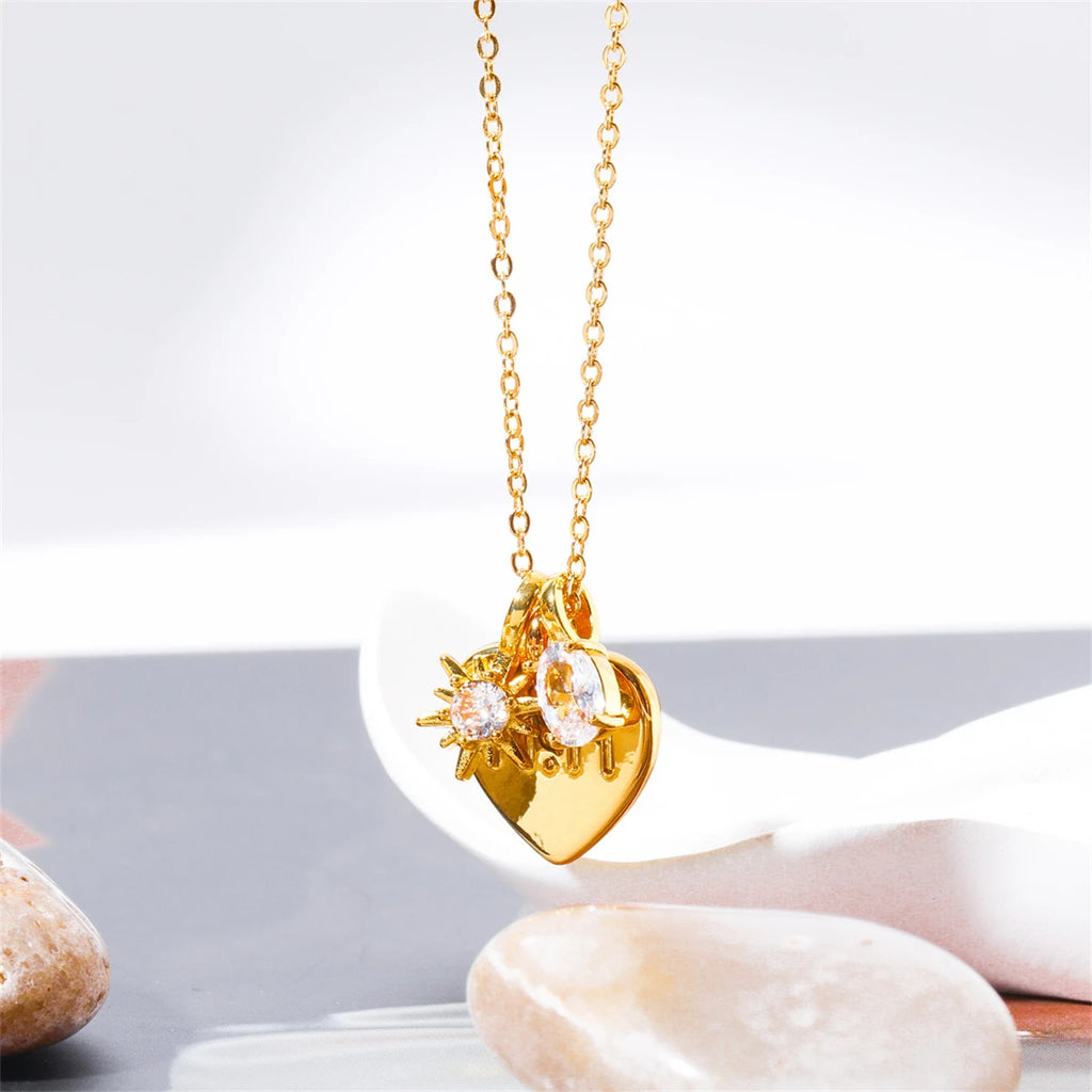 "BIJOUX" Collier - Lettre Maman - Zircon - Pendentif Amour - Chaîne ras du cou