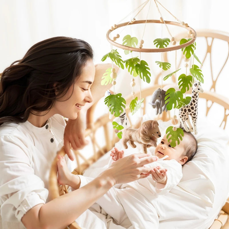 "JOUET" Hochet Mobile pour berceau de bébé  0 à 36 mois, jouet en feutre suspendu avec support en bois