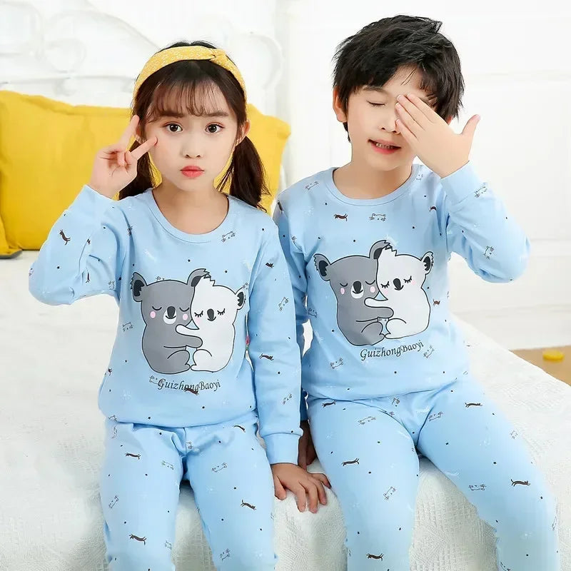 "VETEMENTS" Pyjamas à manches longues, vêtements de nuit pour enfants en coton de 2 à 14 ans.