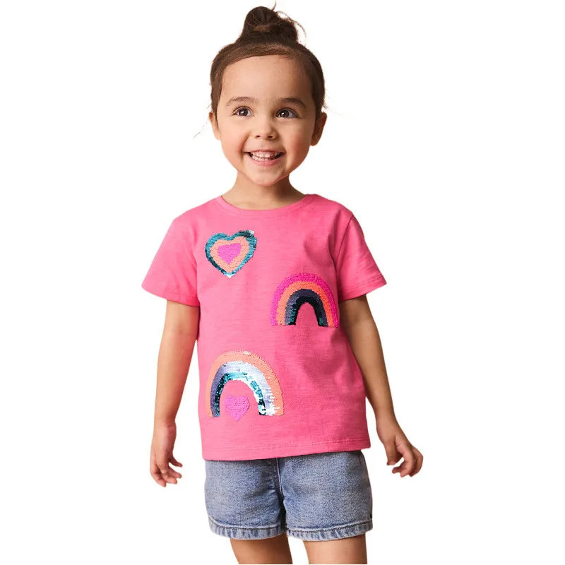 "VETEMENTS" T-shirts coton printemps/été enfants  2-7 ans, motif dessin pour filles
