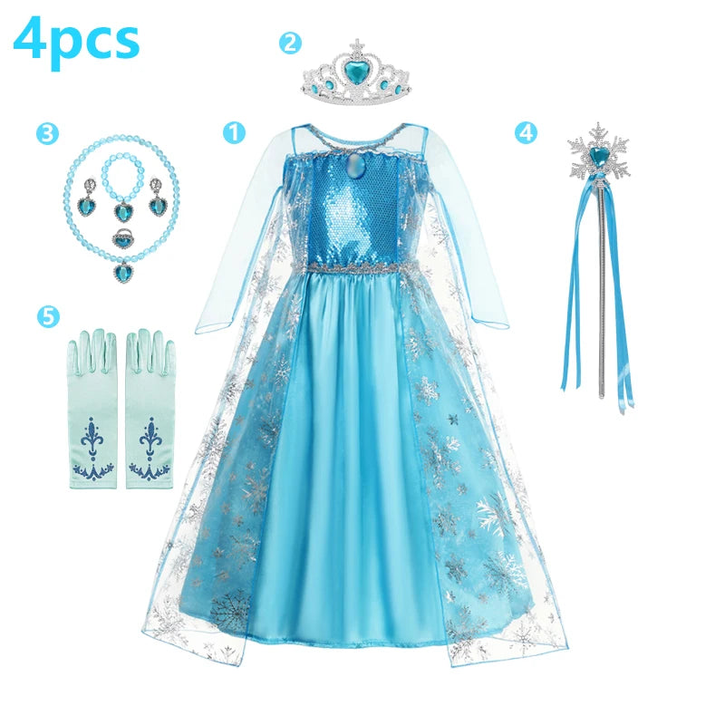 "VETEMENTS" Robe Elsa Cosplay robe de princesse bleu clair à manches longues paillettes