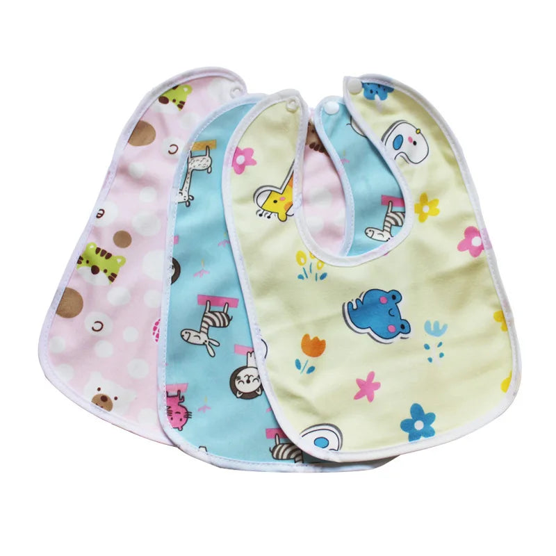 "ACCESSOIRE" Bavoir imperméable à pression pour bébé, Baby Cartoon Snap Waterproof Bib Super Soft Baby Bib Newborn Crystal Velvet Saliva Towel