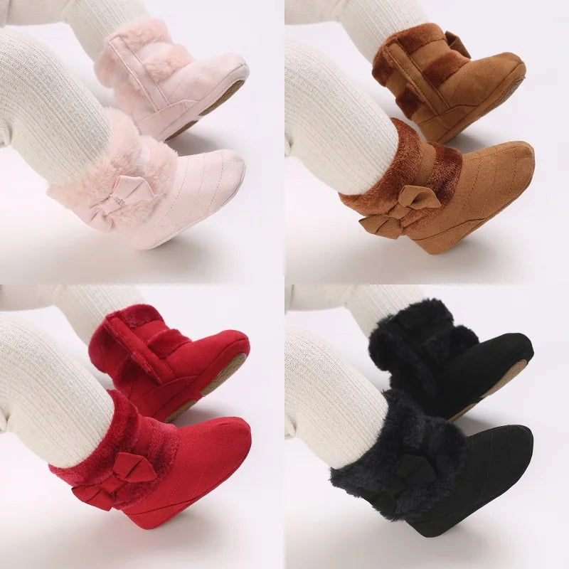 Baby Shoes With Soft Soles For Warmth 0-12 Months Old Baby Cotton Winter Socks and Shoes With Fleece Before Learning To Walk
