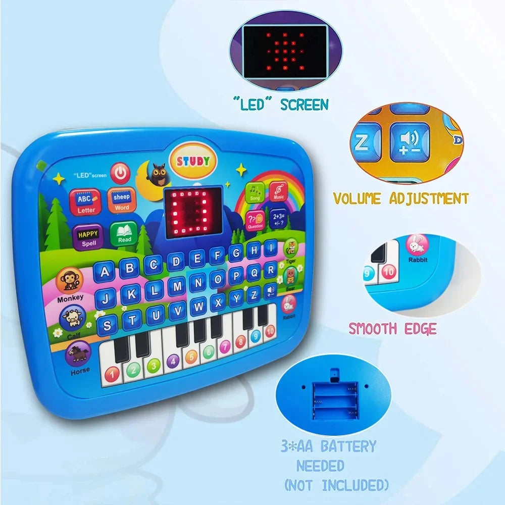 "JOUET" Tablette LED éducative pour enfants (dès 3 ans) : apprentissage de la lecture, des mathématiques et de la musique, sert également de clavier électronique