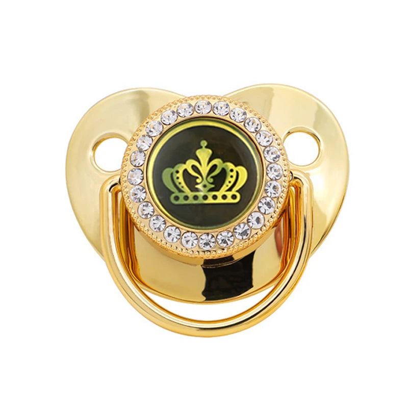 "ACCESSORY" Glittery rose gold baby pacifier, BPA-free silicone teething ring; New Baby Pacifier Rose Gold Bling Teether BPA Free Newborn Silicone Pacifier Baby Soother Nipple Dummy Baby Shower Gifts