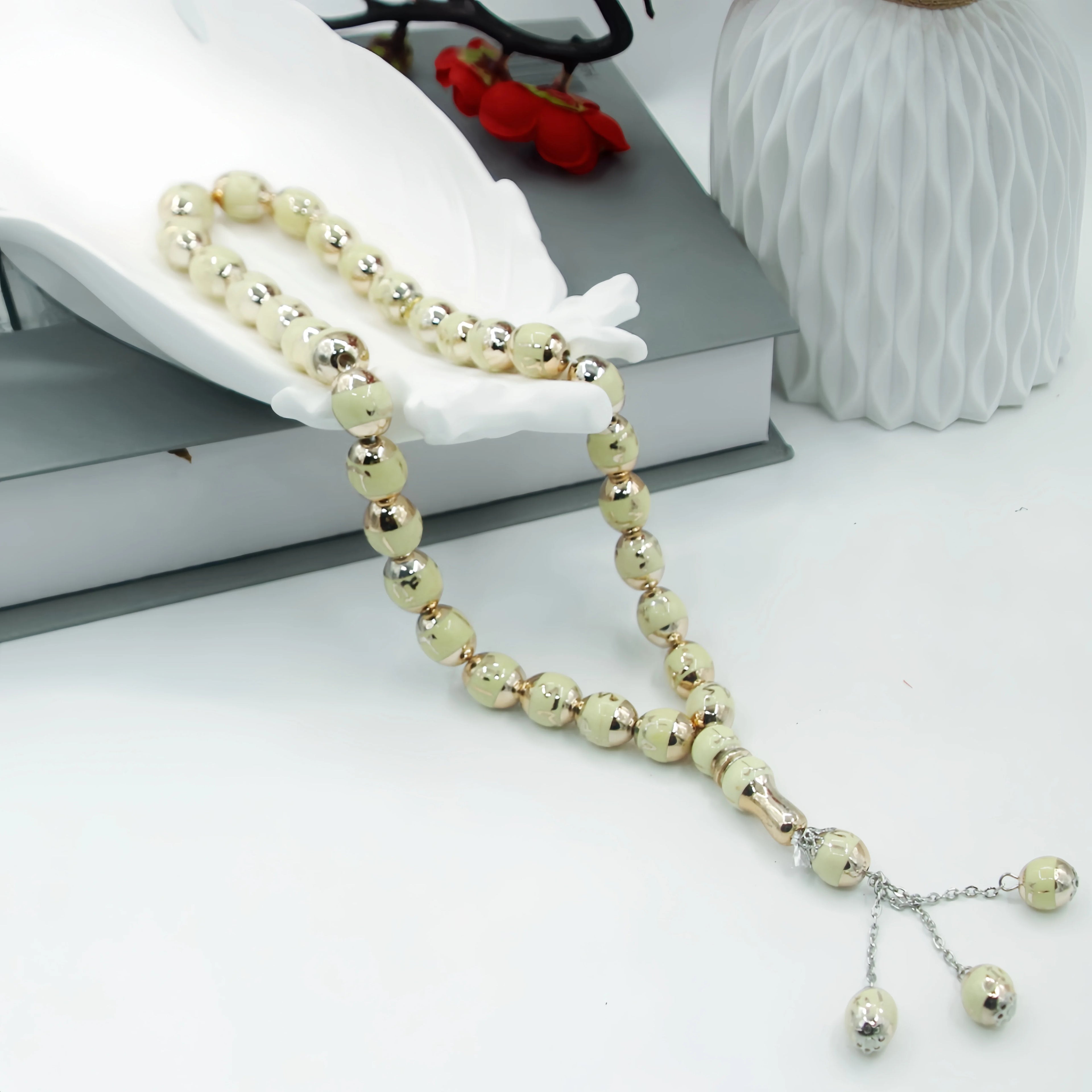 "SPECIAL RAMADAN" 12mm 33 perles perles de prière musulmanes unisexe perles de prière musulmanes mots chapelet fournitures de culte accessoire chapelet religieux décor