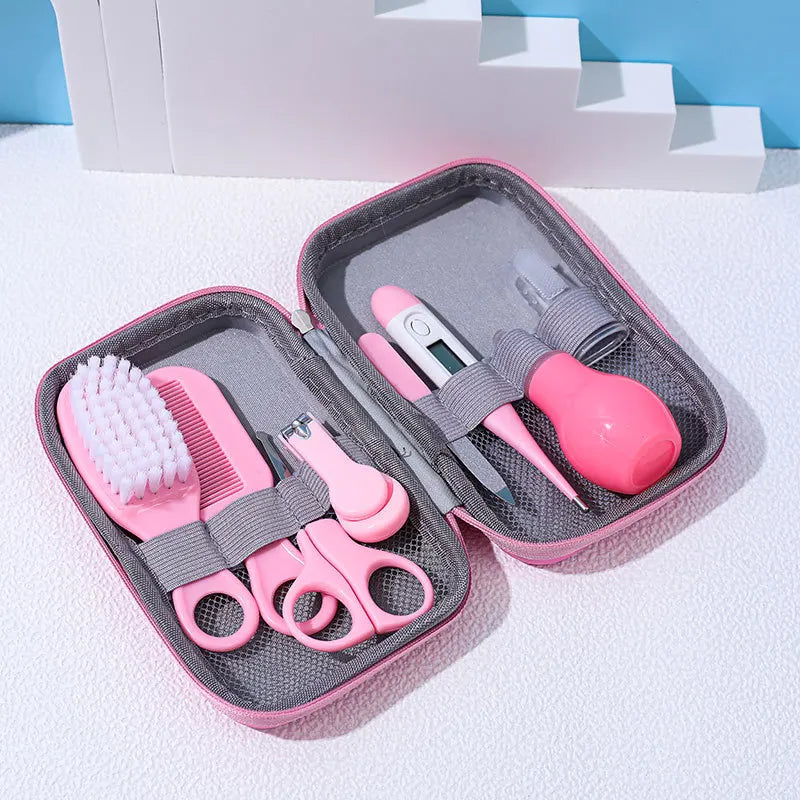 "ACCESSOIRE" Nouveau-né 8 pièces/ensemble bébé soins de santé ongles cheveux thermomètre toilettage brosse Kit soins bébé essentiels nouveau-né matériel sécurité