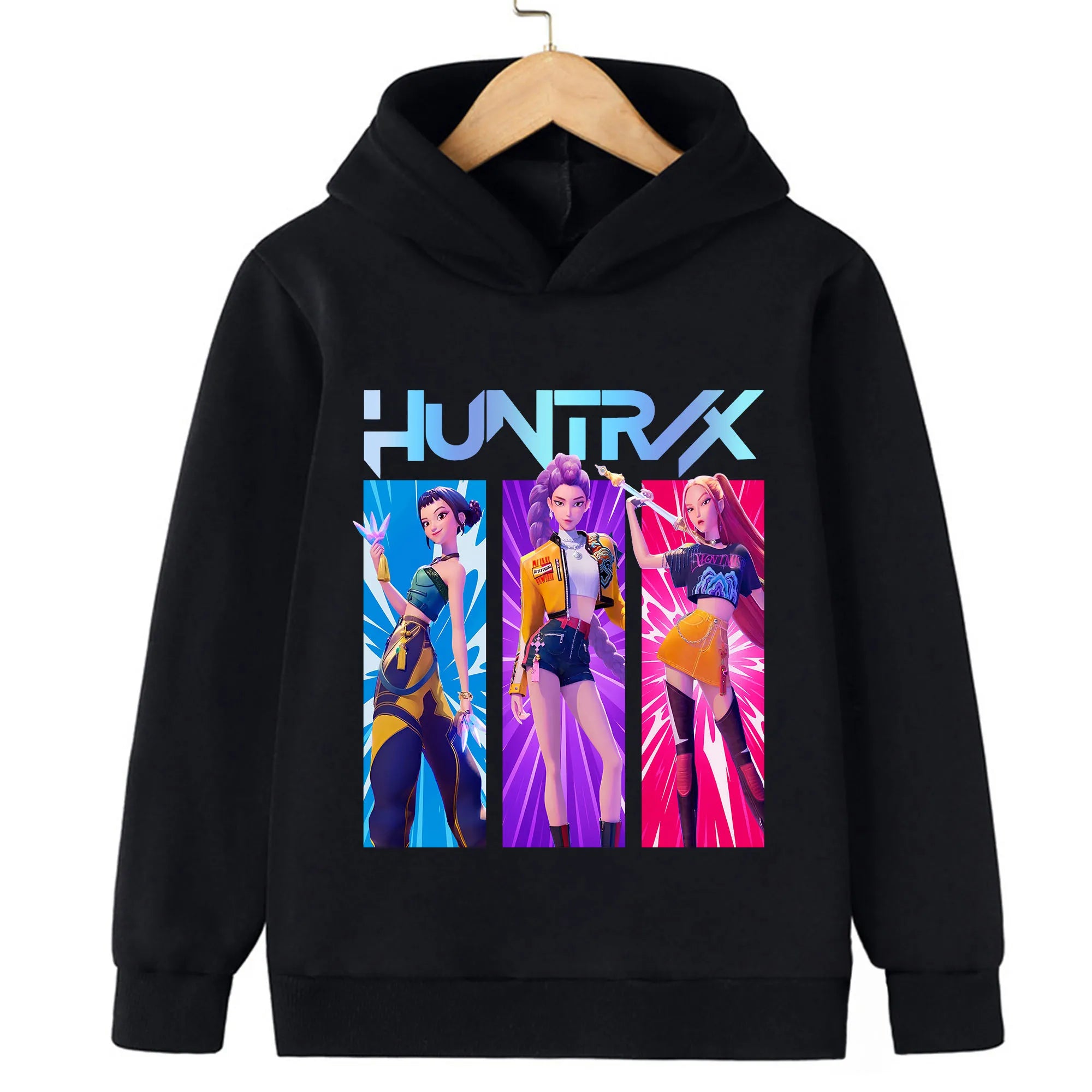 2025 KPop Demon Hunter Cartoon Printed Girls Boys Hoodie Sweaters Children Autumn/winter Warm Fashion Korean Wave Casual Hoodie