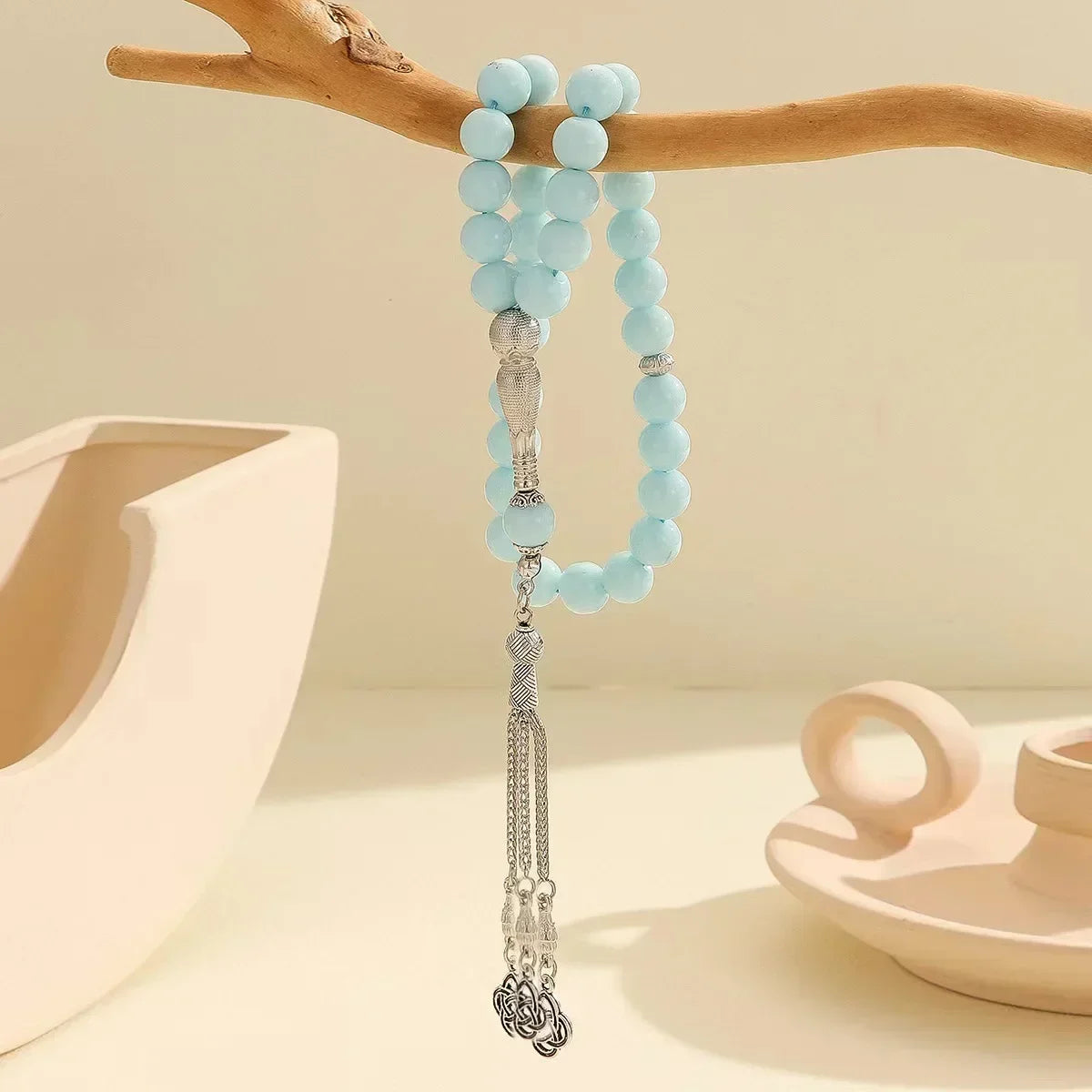 "SPECIAL RAMADAN" Chapelet musulman turc avec pompon en verre, 10mm, 33 pièces, perles de prière islamique, Bracelet pour femmes, bijoux Tasbih Tasbeeh Allah Mohammed