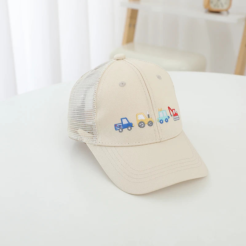 Children's 2025 New Kids Baseball Caps for Girls Boys Spring Summer Baby Sun Hats Cartoon Vehicles Toddler Peaked Caps