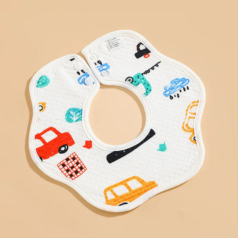 "ACCESSORY" Newborn Baby Saliva Towel, Pure Cotton Waterproof Knitted Petal Bib, Double Snap Closure, Soft and Absorbent; Newborn Baby Saliva Towel, Pure Cotton Waterproof Knitted Petal Bib, Double Snap Closure