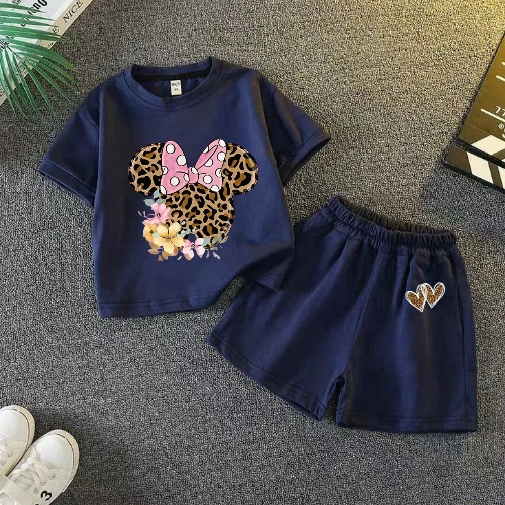 Summer Baby Girls Clothes Set Kid Fashion Cartoon Printed T-Shirts Top And Shorts 2 Pieces Suit Children Short Sleeve Tracksuits