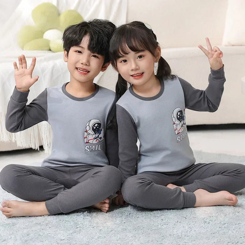 "VETEMENTS" Pyjamas à manches longues, vêtements de nuit pour enfants en coton de 2 à 14 ans.