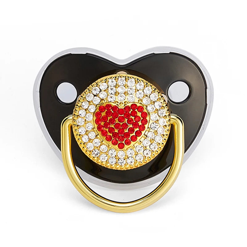 2023 New Baby Pacifier Rose Gold Bling Teether BPA Free Newborn Silicone Pacifier Baby Soother Nipple Dummy Baby Shower Gifts