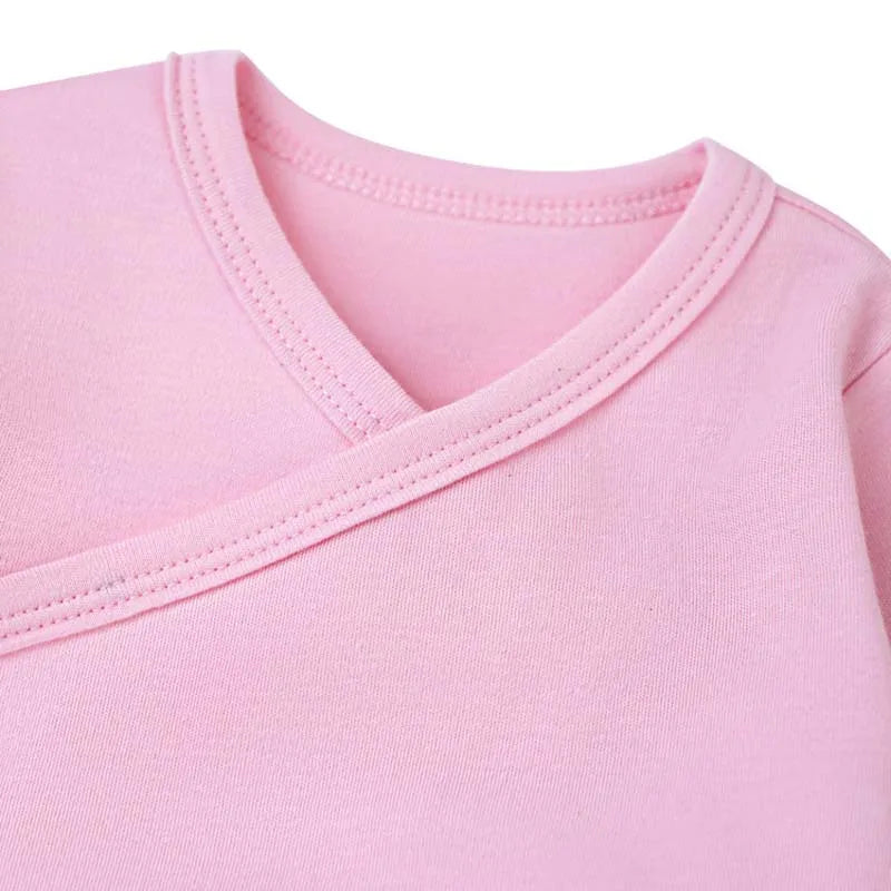 Newborn Baby Bodysuit 0 To 3 Months 100% Cotton Slanting Open Button Solid Color Long Sleeve Jumpsuits Baby Boy Girl Clothes