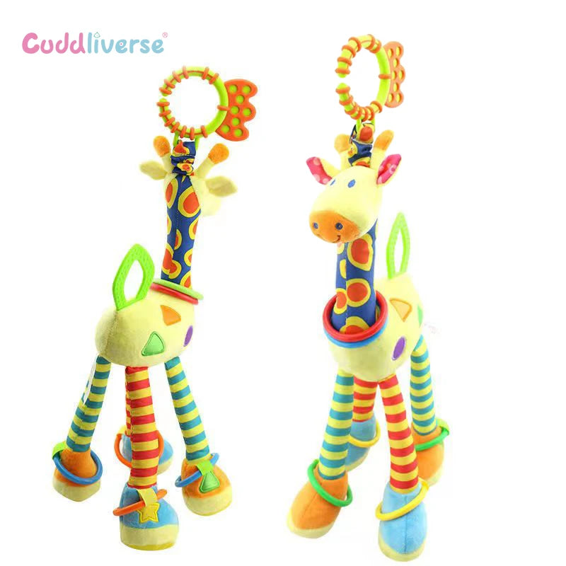 Newborn giraffe rattles plush toys cartoon animal toys cot stroller rattles hanging bell educational baby toys newborn gift