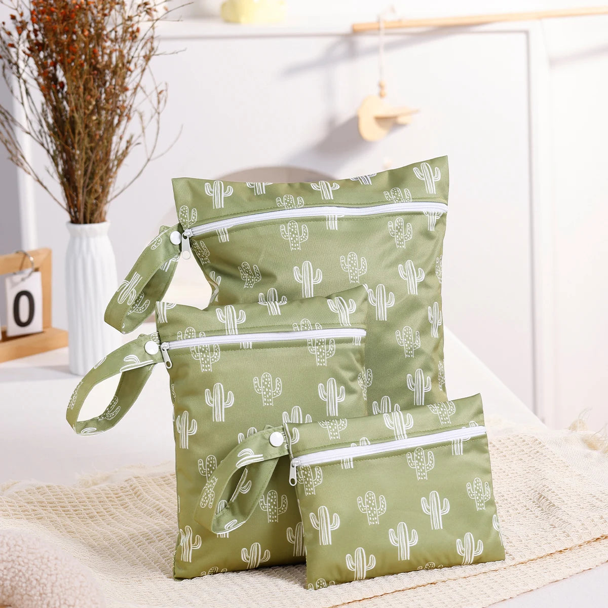 "ACCESSOIRE" 3PCS Tissu Recyclé Sac Étanche Humide Sec Sac de Couche Portable Sac de Rangement Sanitaire; 3PCS Recycled Fabric Waterproof Wet Dry Bag Portable Diaper Bag Sanitary Storage Bag