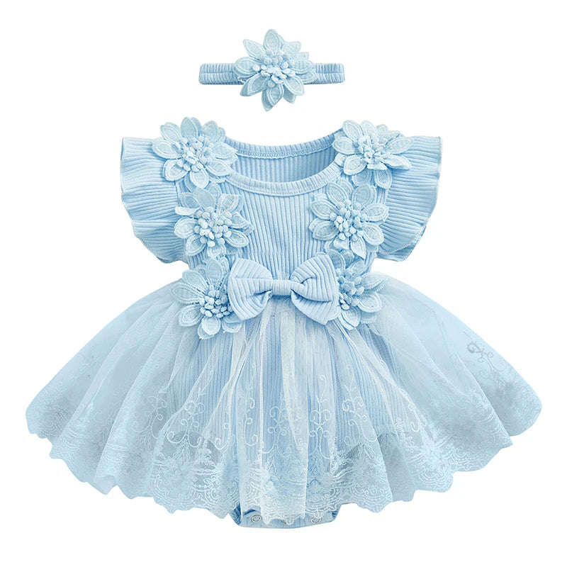 "VETEMENTS" Barboteuse en dentelle pour fille, robe en Tulle, body à fleurs, vêtement printemps/été