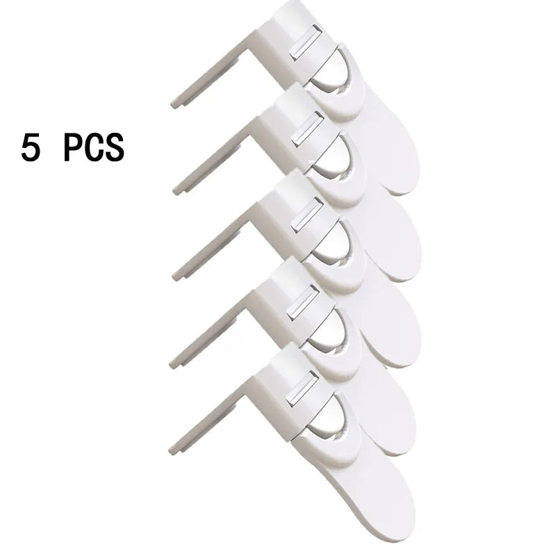 "ACCESSORY" Set of 5 safety locks for drawers and refrigerators, anti-pinch, child protection; 5/1PCS Baby Safety Locks Drawer Lock Anti-Pinching Hand Cabinet White Drawer Locks Refrigerator Lock Buckle Chil