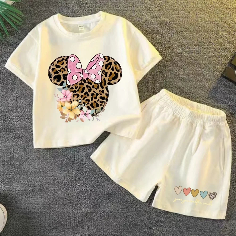 Summer Baby Girls Clothes Set Kid Fashion Cartoon Printed T-Shirts Top And Shorts 2 Pieces Suit Children Short Sleeve Tracksuits