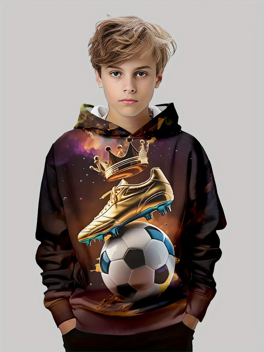 Kids Clothes Boys Hoodies Long Sleeve 3D Footbaii Print Children Spring Fall Clothes Casual Outdoor Active Boys Clothing Tops