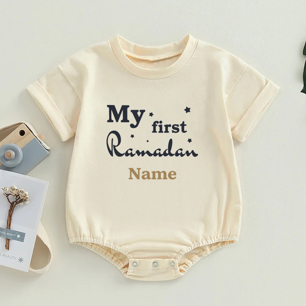 "SPECIAL RAMADAN" Personalized Baby Bodysuit "First Ramadan" with Bubbles and Name, Newborn Romper, Eid Ramadan Islamic Hol