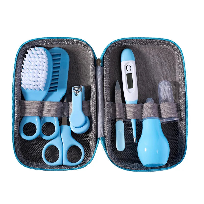 "ACCESSOIRE" Nouveau-né 8 pièces/ensemble bébé soins de santé ongles cheveux thermomètre toilettage brosse Kit soins bébé essentiels nouveau-né matériel sécurité
