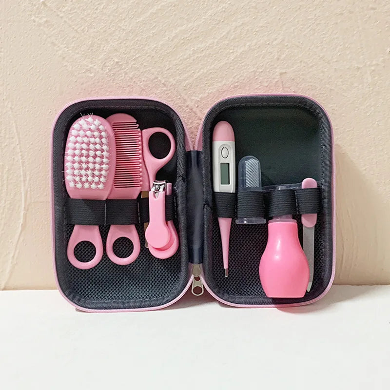 "ACCESSOIRE" Nouveau-né 8 pièces/ensemble bébé soins de santé ongles cheveux thermomètre toilettage brosse Kit soins bébé essentiels nouveau-né matériel sécurité