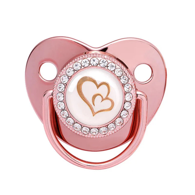 2023 New Baby Pacifier Rose Gold Bling Teether BPA Free Newborn Silicone Pacifier Baby Soother Nipple Dummy Baby Shower Gifts
