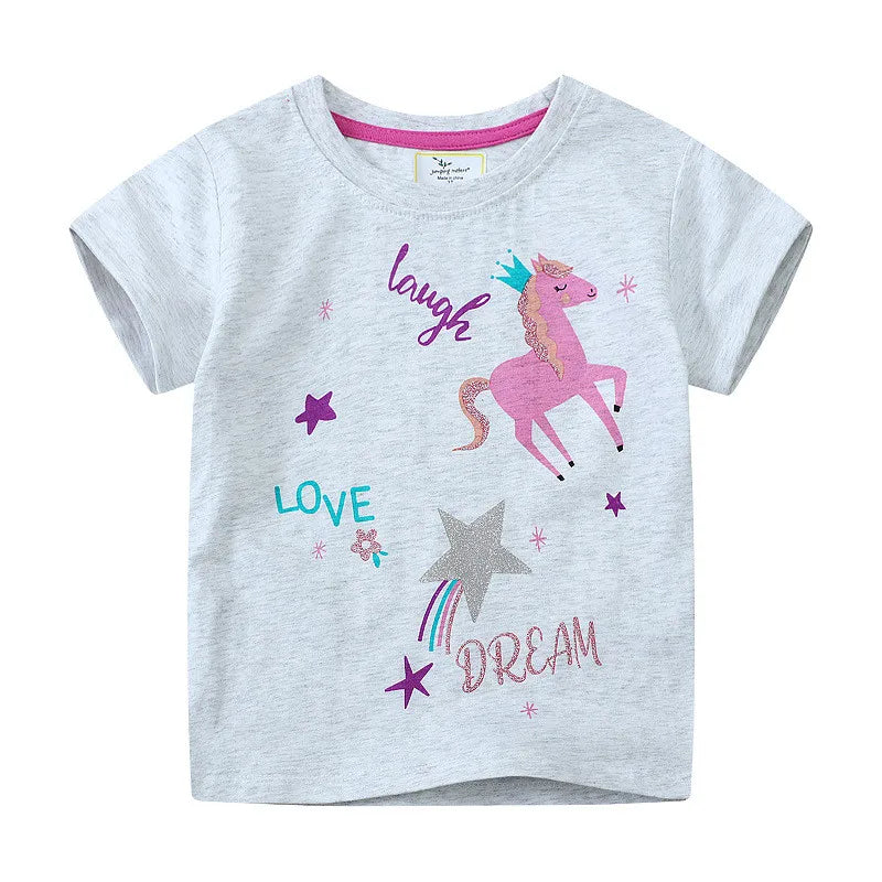 "VETEMENTS" T-shirts coton printemps/été enfants  2-7 ans, motif dessin pour filles