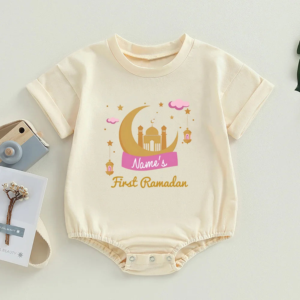 "SPECIAL RAMADAN" Personalized Baby Bodysuit "First Ramadan" with Bubbles and Name, Newborn Romper, Eid Ramadan Islamic Hol