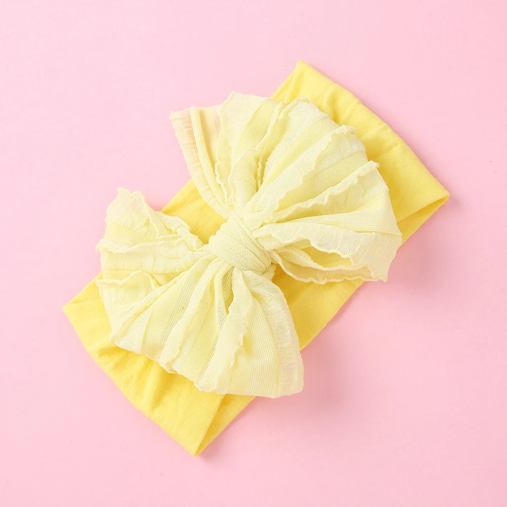 Bow Baby Headbands For Newborn Soft Elastic Nylon Hair Bands Ruffle Bow Infant Headband For Kid Girl Headwear Hair Accessories