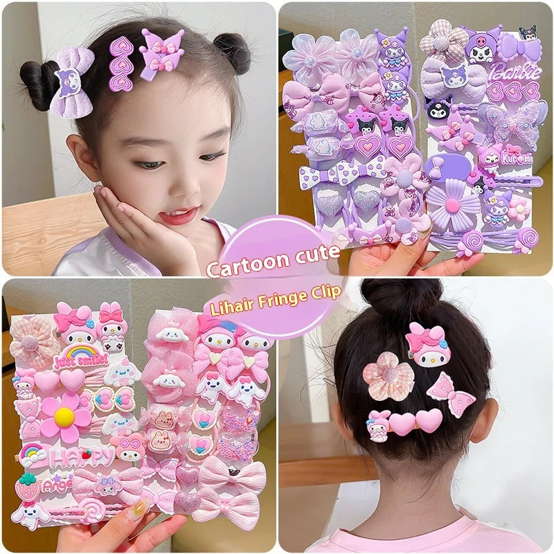 16pcs 20pcs Kulomi Authentic Cartoon Hair Clips Children'S Hair Accessories Cute Headdress Bow Hair Clips Headband Girl Gift