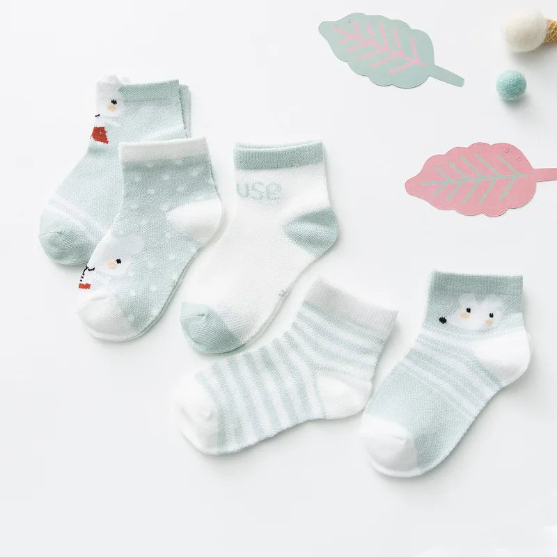 "CHAUSSURE" Chaussettes enfants en maille de coton, 0 à 2 ans, 5 unités/lot
