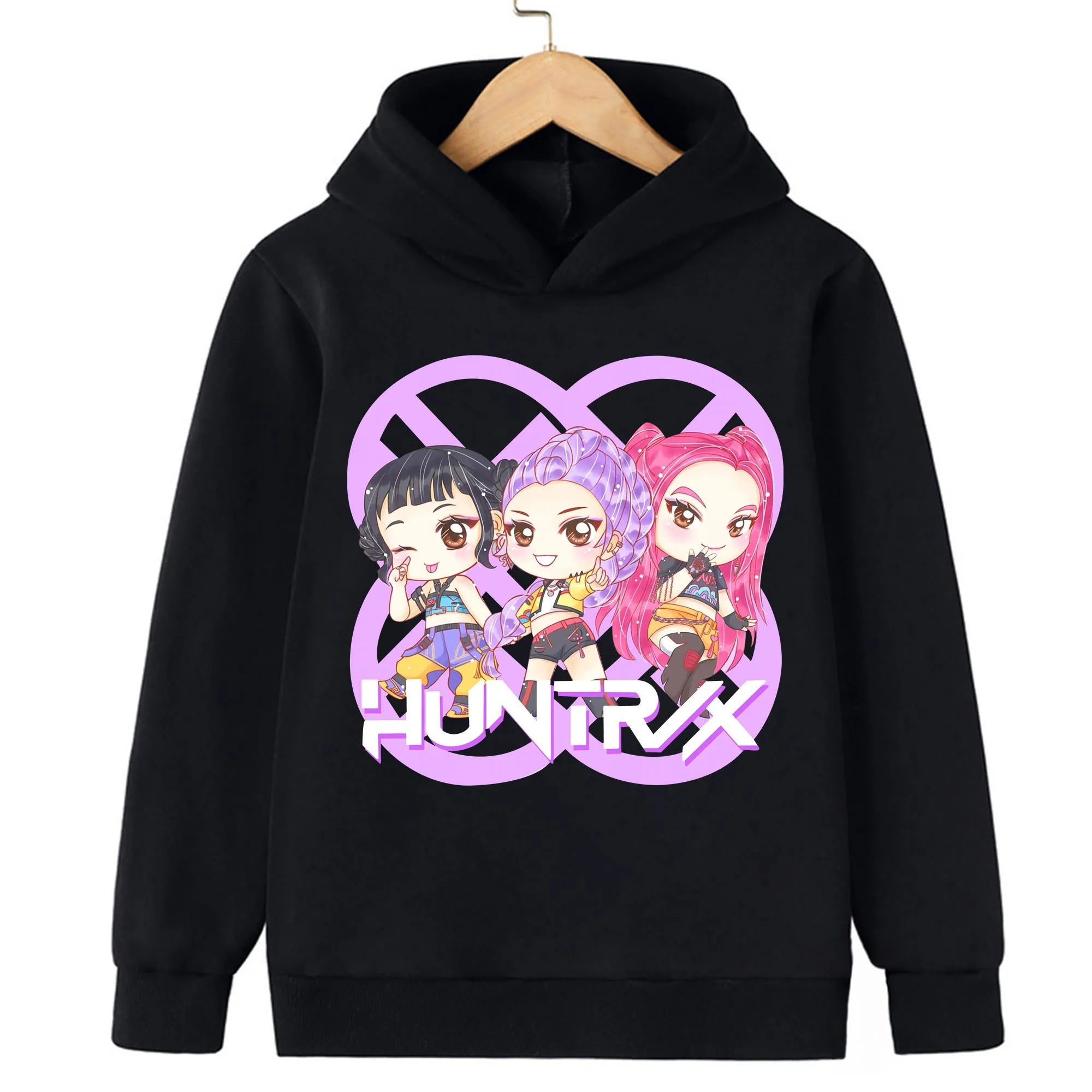 2025 KPop Demon Hunter Cartoon Printed Girls Boys Hoodie Sweaters Children Autumn/winter Warm Fashion Korean Wave Casual Hoodie