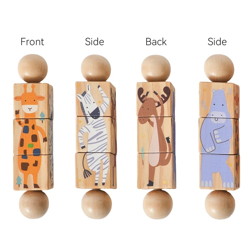 "JOUET" Jouet pour bébé hochet en bois anneaux de dentition en Silicone pour bébé 0 à 12 mois