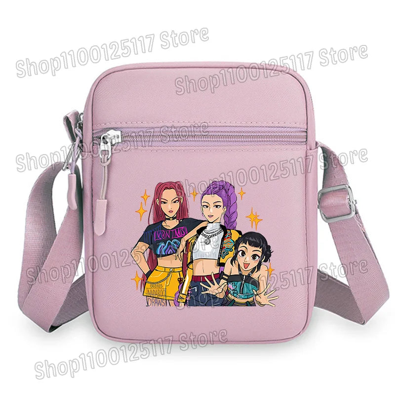 Demon Hunters Kpop Crossbody Bag Women Shoulder Bags Girls Square Bag Mobile Phone Storage Bags Outdoor Anime Printed Handbag