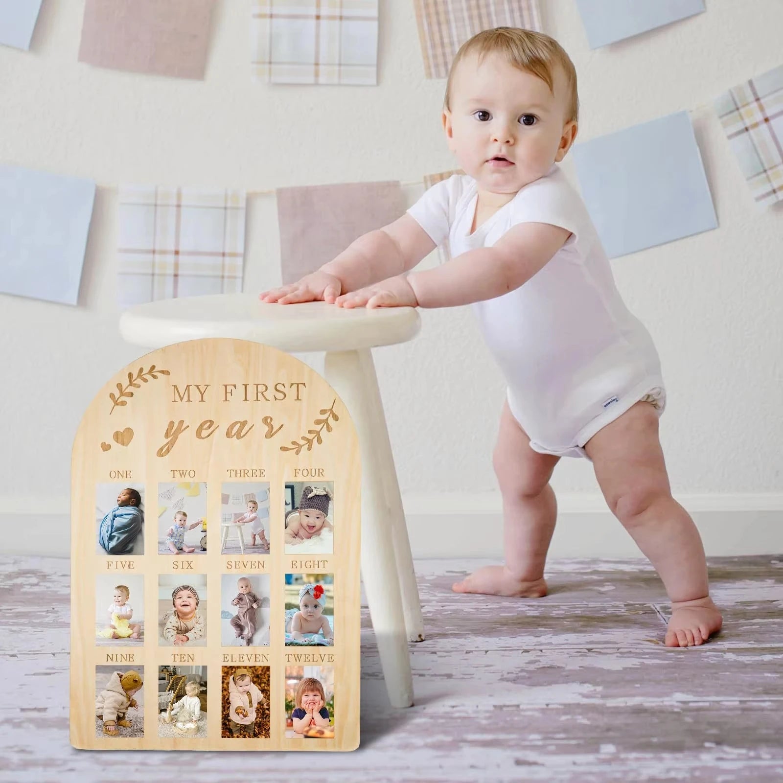 Newborn First Year Photo Frame Photography Props 12 Month Baby Growth Picture Record Milestone Board Baby Souvenirs gift