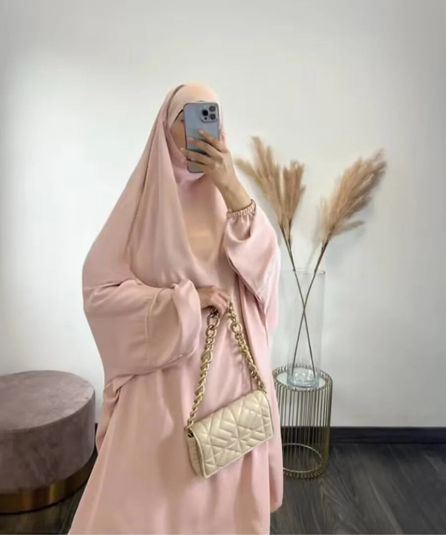 "SPECIAL RAMADAN" Two-piece Ramadan set: long khimar with skirt, abaya, prayer dress for women; Ramadan 2 Piece Long Khimar with Skirt Set Abaya Muslim Women Prayer Garment Dubai Prayer Dress Eid Niqab Ji
