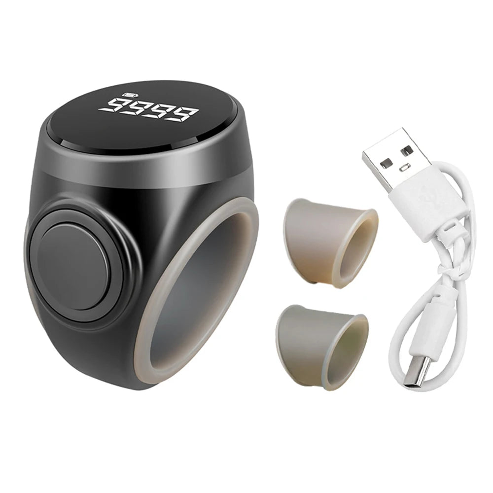 "SPECIAL RAMADAN" Smart Rechargeable Digital Counter, 18/20/22mm Ring, Prayer Time. Smart Rechargeable Digital Counter, Electronic Type-C Finger Counter Button, 18/20/22mm Finger Ring, Prayer Time