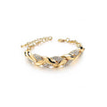 "BIJOUX" Bracelet de luxe tressé en forme de feuille, orné de cristaux