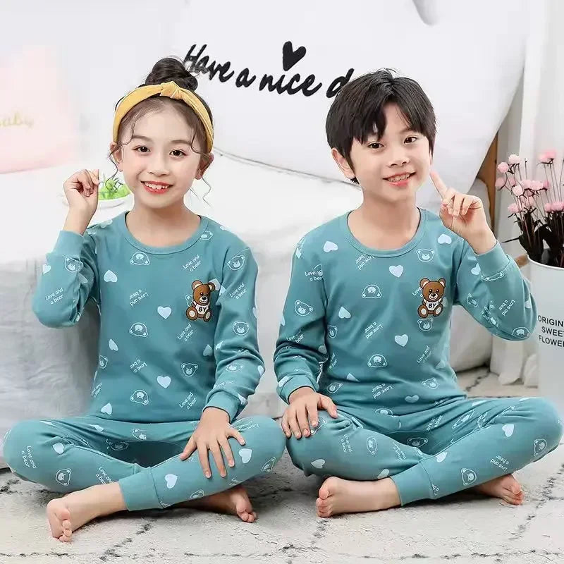 "VETEMENTS" Pyjamas à manches longues, vêtements de nuit pour enfants en coton de 2 à 14 ans.