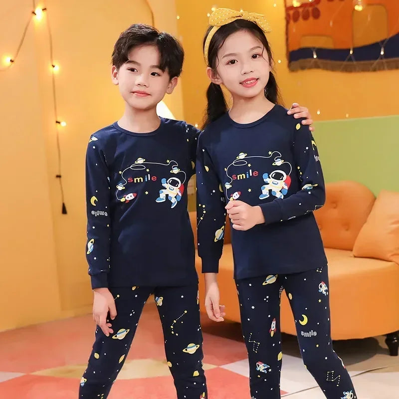 "VETEMENTS" Pyjamas à manches longues, vêtements de nuit pour enfants en coton de 2 à 14 ans.