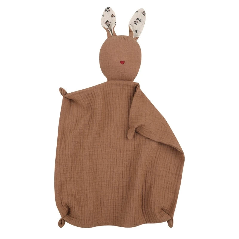 New Cotton Gauze Baby Towel Print Bunny Ear Rabbit Doll Baby Comforters Blanket Soothing Towel Newborn Face Towel Saliva Towel