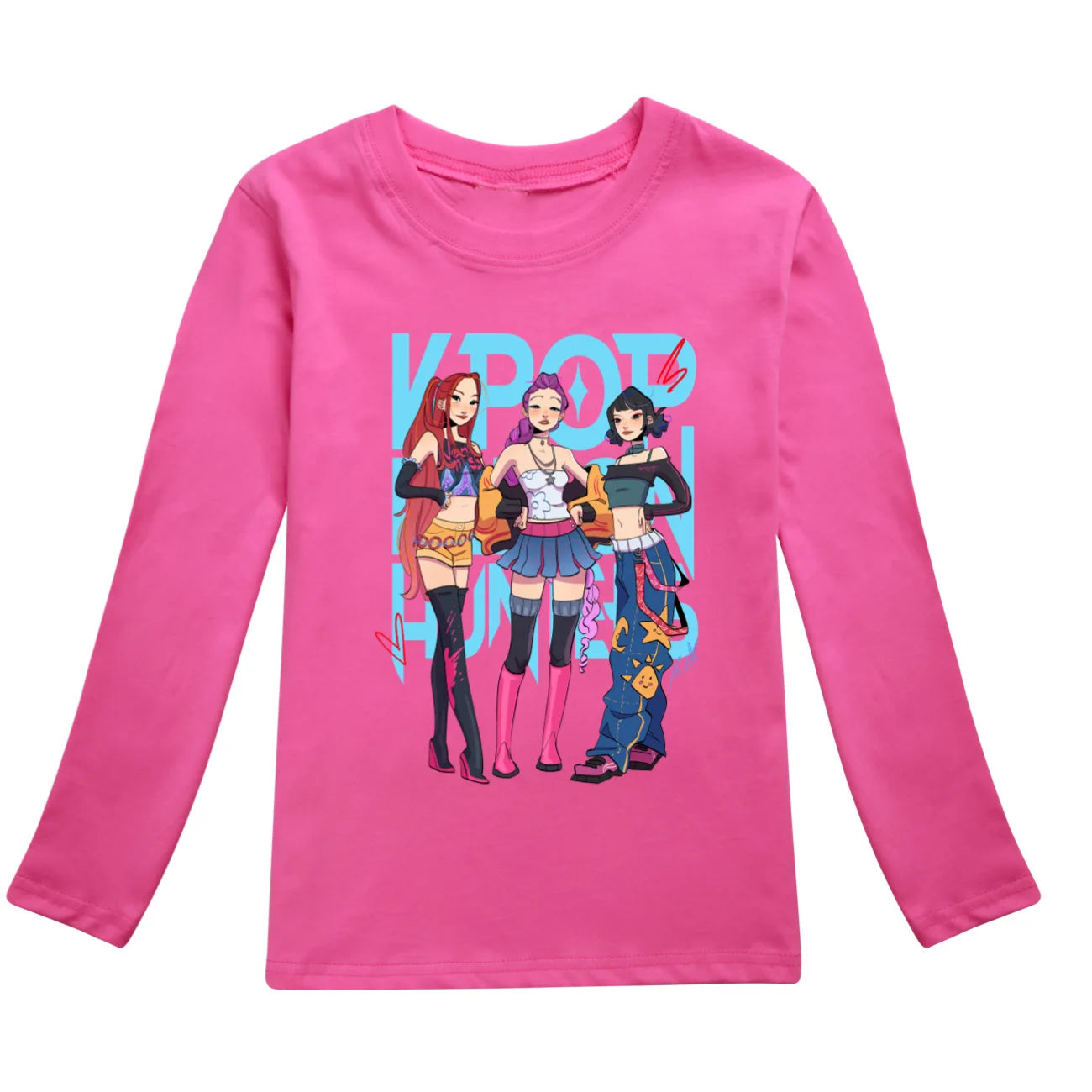 KPop Demon Hunters Kids T Shirt Kids Fashion Cartoon Casual Clothes Youth Boys Loose O-neck T-Shirts Girls Long Sleeve Tops